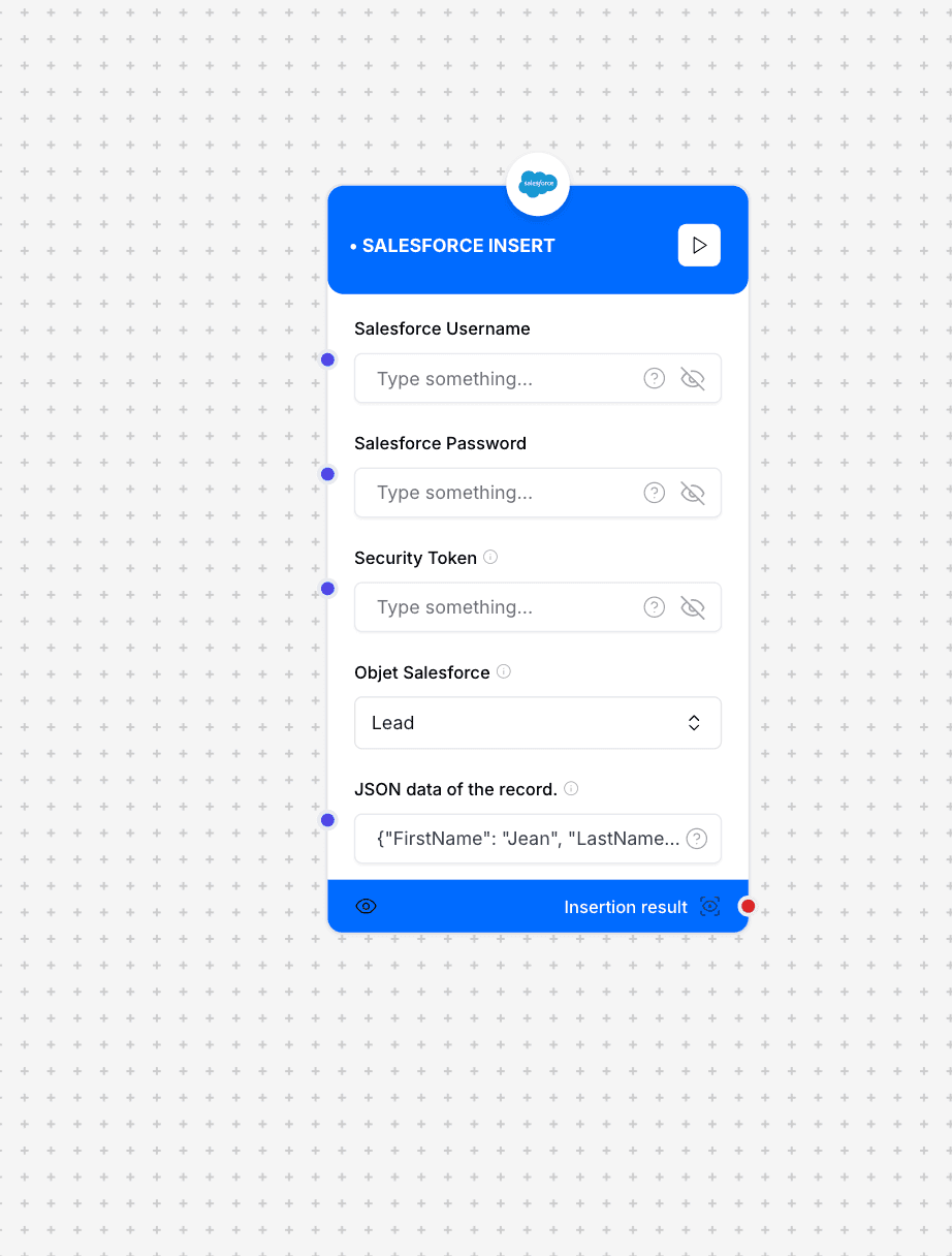 Salesforce Insert Connector Interface